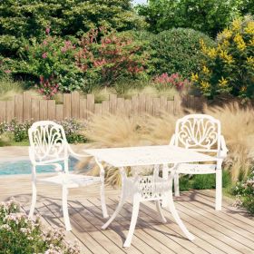 3 Piece Bistro Set Cast Aluminum White