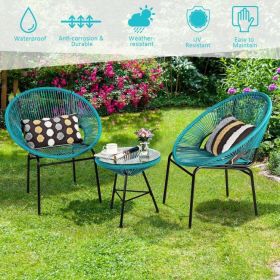 3 Pieces Patio Acapulco Furniture Bistro Set with Glass Table